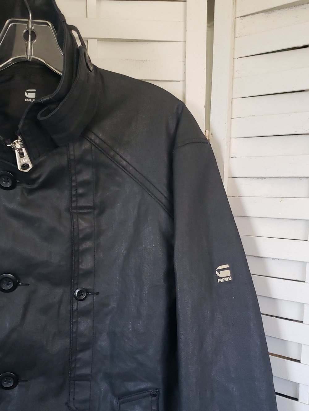 G-Star Raw Garber Men's Black Denim Coated Trench Coat with High Collar M - Picture 6 of 10